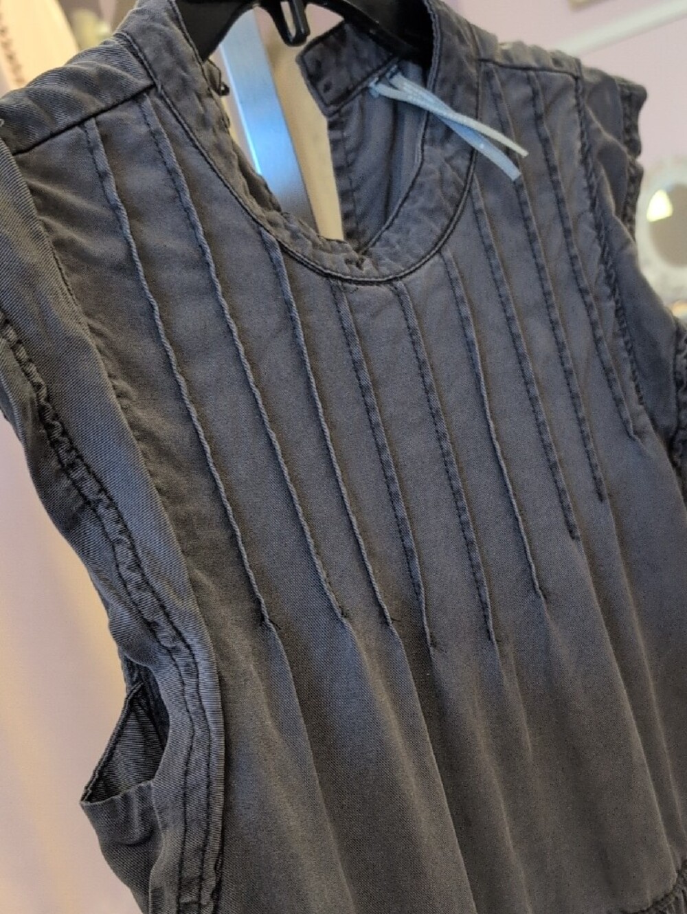 Anthropologie Sleeveless Tiered Mini Dress in Charcoal - Picture 3 of 9